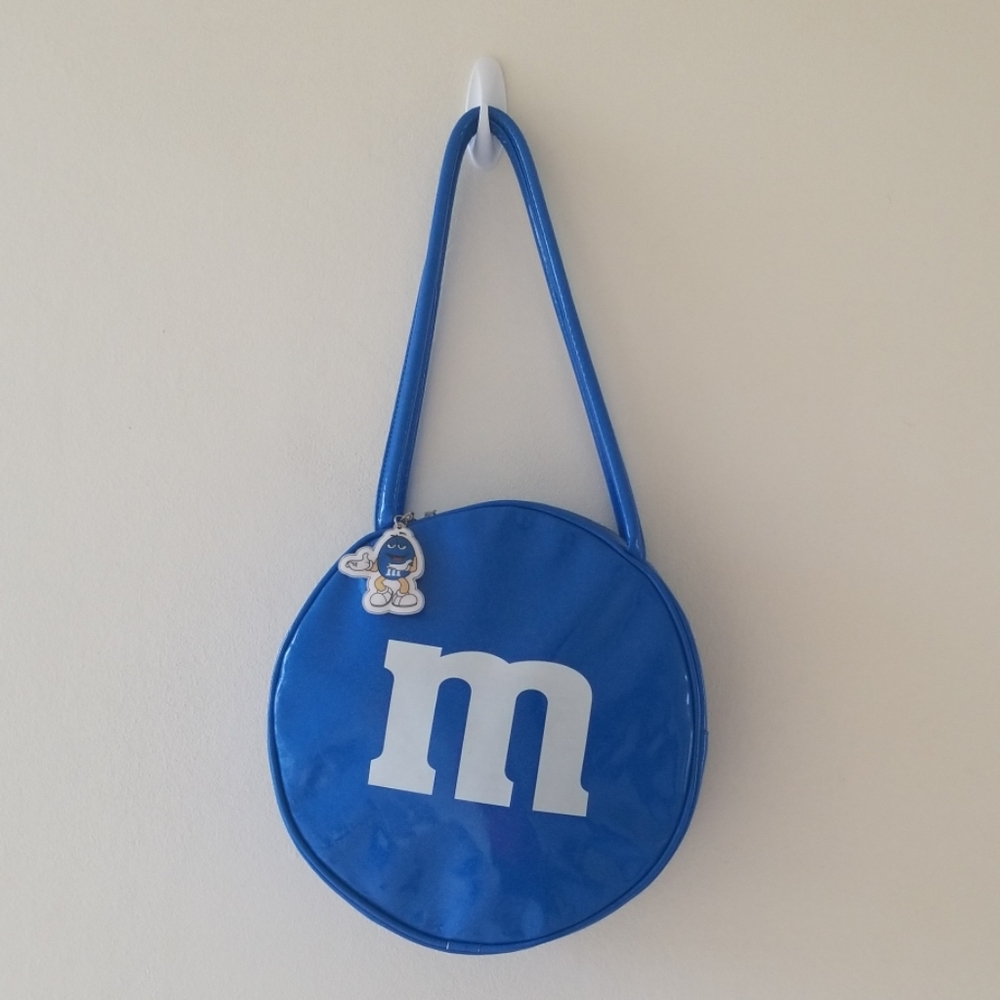 Blue M&M novelty tote bag
